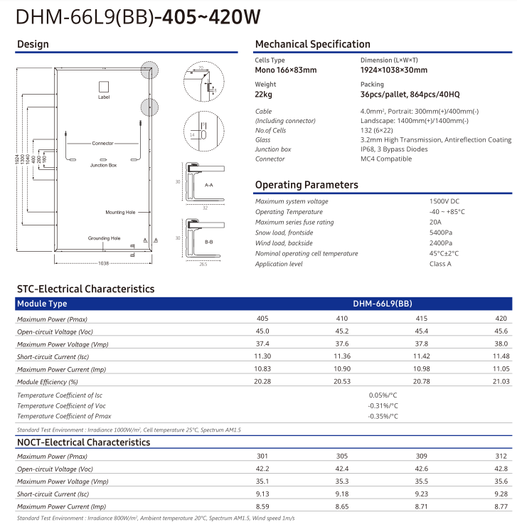 DHM-66L9FS(BB) 405W